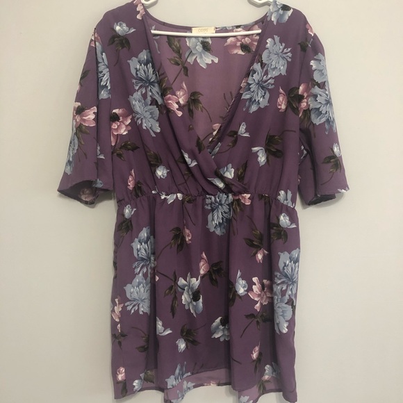 Tunic length faux wrap blouse - Picture 1 of 3